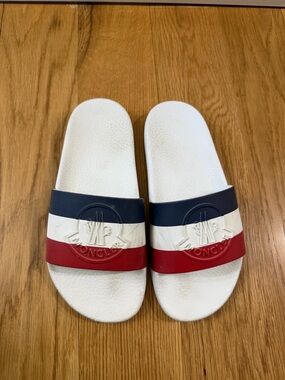 Moncler Navy White Red Slide Sandals